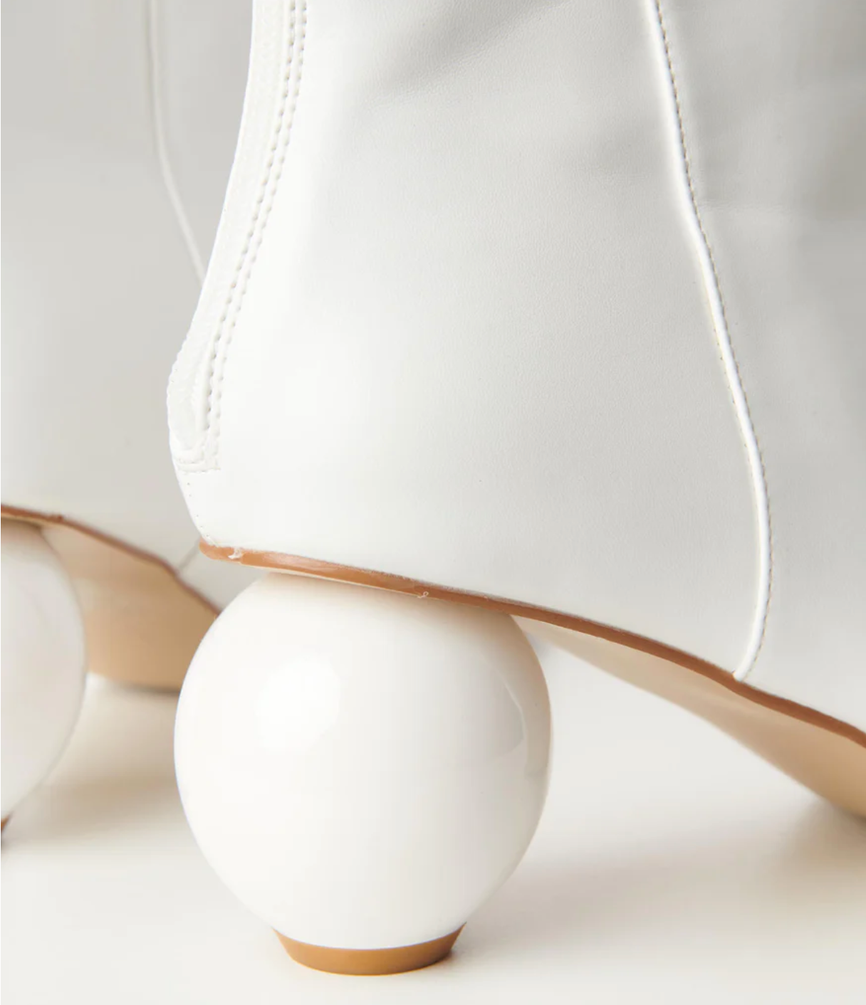 White Leatherette Ball Heel Booties