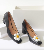 Black Daisy Pumps