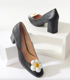 Black Daisy Pumps