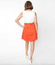 Load image into Gallery viewer, White &amp; Orange Flower Power Dress