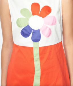 White & Orange Flower Power Dress