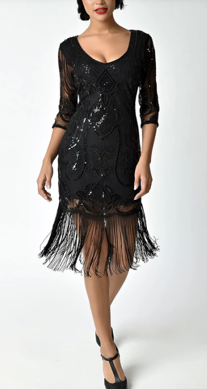 Beaded Fringe Flapper Dress