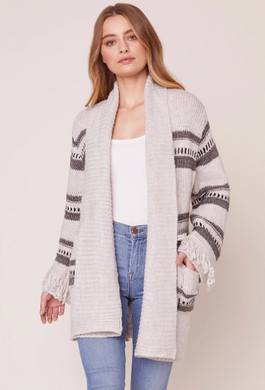BB Dakota Fringe Theory Striped Cardigan