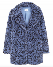 Load image into Gallery viewer, Compania Fantastica Furry Blue Leopard Coat