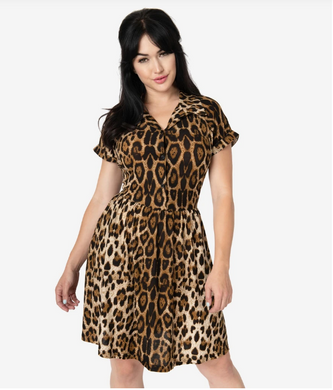 Short Sleeve Leopard Dress