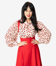 Load image into Gallery viewer, Pussy Bow Heart Blouse by Unique Vintage
