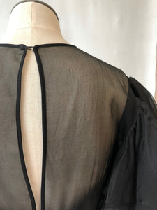 1960s Black Silk Cocktail Dress