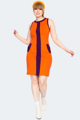 60s Style Orange Racer Dress