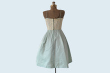 Load image into Gallery viewer, 1950s Lace Bodice Powder Blue Party Dress size XS