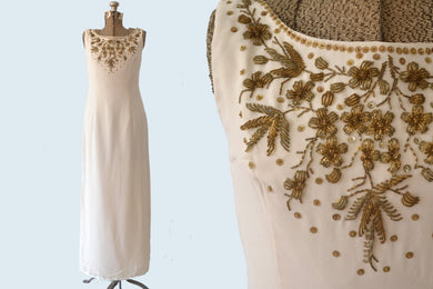 1960s Beaded Cream Gown size M