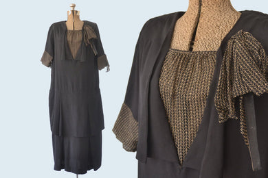 1920s Black Flapper Dress size M/L