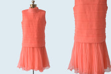 Load image into Gallery viewer, 1950s does 1920s coral pink drop waist flapper dress