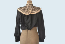 Load image into Gallery viewer, Victorian Black Wool Blouse size XS