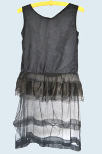 1920s Sheer Black Silk and Net Dress size XS