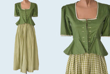 Load image into Gallery viewer, 1930s Handmade Landhausmode Dirndl Green Skirt and Blouse Set size XS