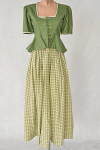 1930s Handmade Landhausmode Dirndl Green Skirt and Blouse Set size XS