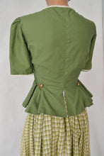 Load image into Gallery viewer, 1930s Handmade Landhausmode Dirndl Green Skirt and Blouse Set size XS