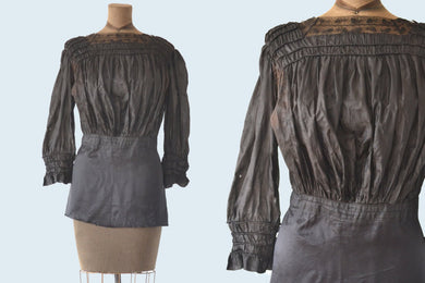 Victorian Black Silk Blouse size S