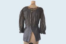 Load image into Gallery viewer, Victorian Black Silk Blouse size S