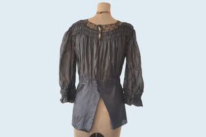Victorian Black Silk Blouse size S