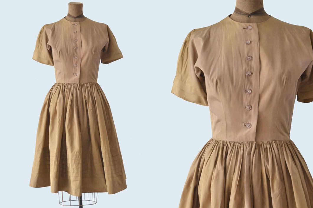 1950s Gold Satin Dress size XS