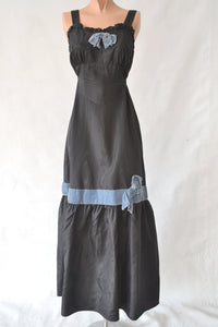 1930s Black Satin Dress with Cropped Jacket size XS