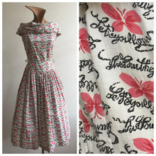 Load image into Gallery viewer, 1950s Cotton Butterfly Print Dress, size Medium