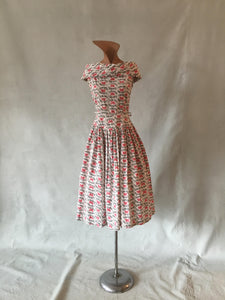 1950s Cotton Butterfly Print Dress, size Medium