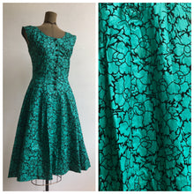 Load image into Gallery viewer, 1950s Hand Made Teal and Velvet Party Dress