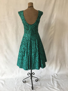 1950s Hand Made Teal and Velvet Party Dress
