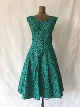 Load image into Gallery viewer, 1950s Hand Made Teal and Velvet Party Dress