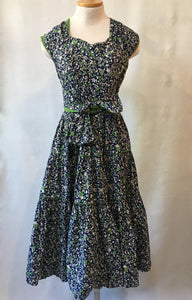 1940's Cotton Print Halter Dress, hand made, size M/L