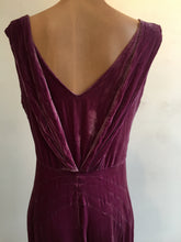 Load image into Gallery viewer, 1930s Harvey Nichols Plum Silk Velvet Gown w Train