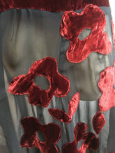 Load image into Gallery viewer, 1930s Burgundy and Black Silk Velvet Gown w Floral Appliqué