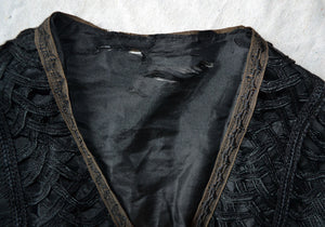 Edwardian Black Looped Ribbon Work Silk Jacket