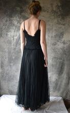 Load image into Gallery viewer, 1940s long black netted tulle dress