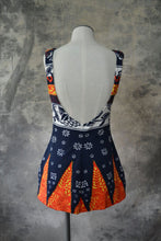 Load image into Gallery viewer, 1970s Swim Suit Navy and Red Batik Print