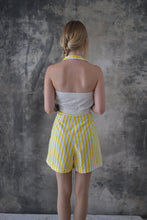 Load image into Gallery viewer, 1950s Yellow Striped Play Suit: shorts halter top