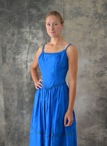 1960s Blue Satin Dress