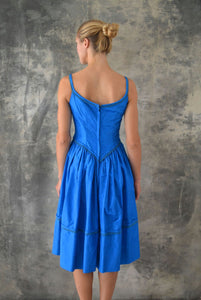 1960s Blue Satin Dress