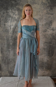 1950s Iridescent  Blue Party Dress