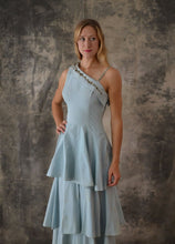 Load image into Gallery viewer, 1950s Tiered Blue Party Dress