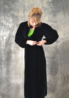 Edwardian Black Velvet Opera Coat