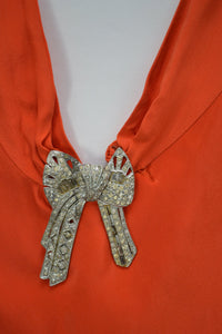 1920s Tangerine Silk Evening Dress