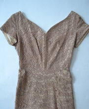 Load image into Gallery viewer, 1950s Taupe Lace Cocktail Dress