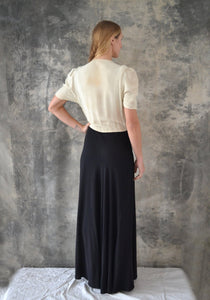 1950s Black and White Rayon Dress