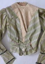Load image into Gallery viewer, Victorian Green Striped Blouse