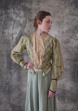 Victorian Green Striped Blouse