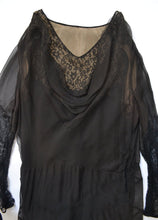 Load image into Gallery viewer, 1930s Sheer Black Silk and Lace Dress