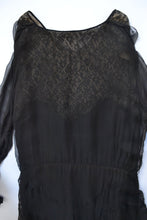 Load image into Gallery viewer, 1930s Sheer Black Silk and Lace Dress